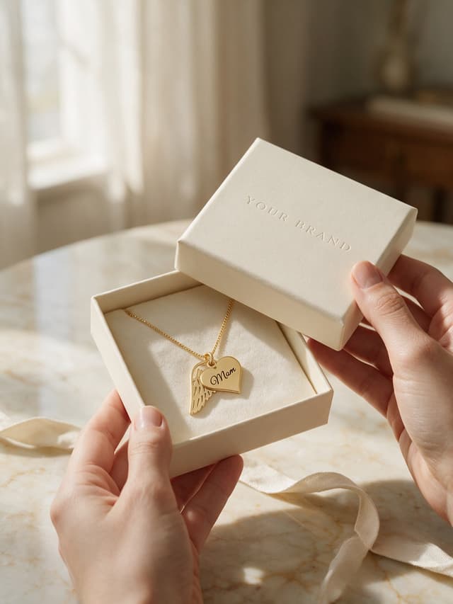A customer opening a branded jewelry box