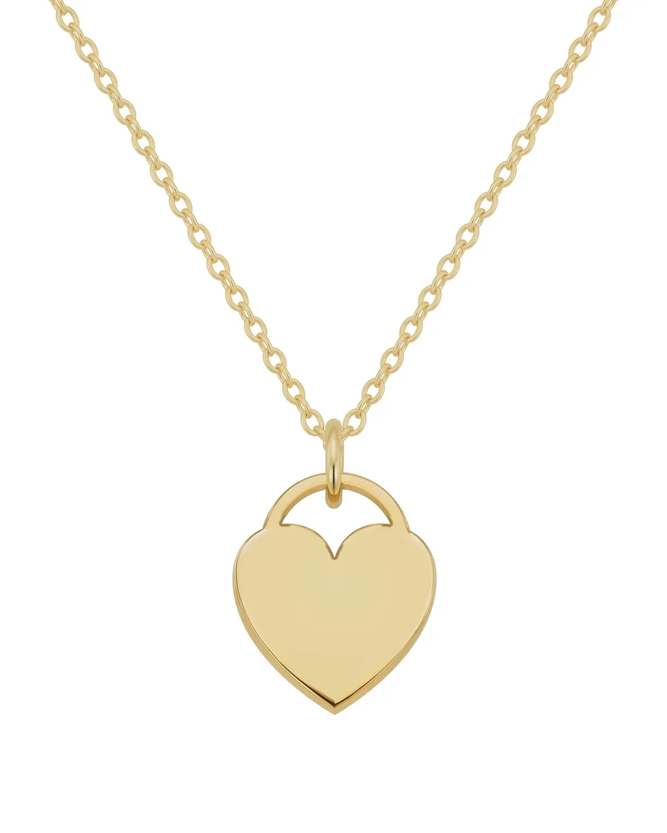 A gold plated heart pendant on a cable chain
