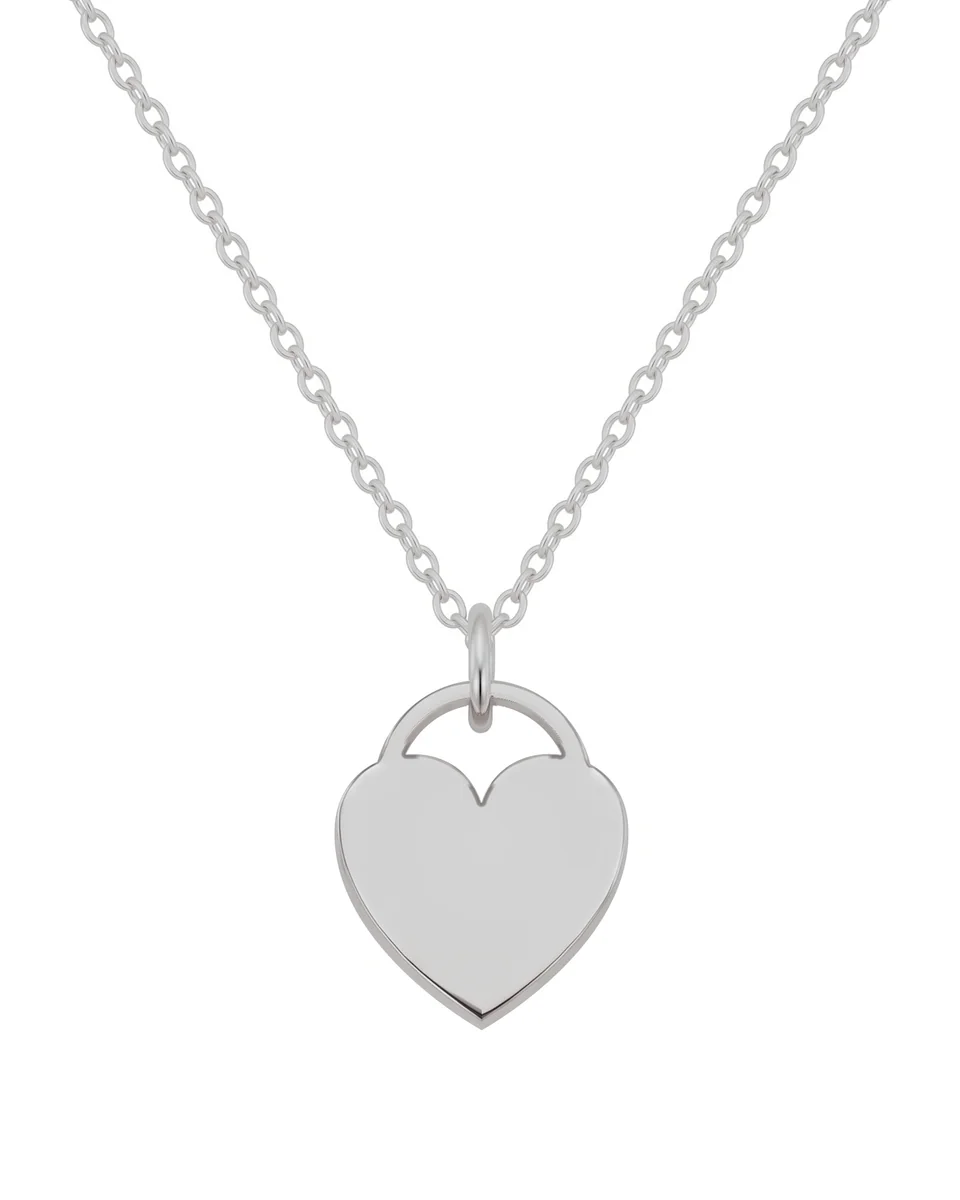 A silver heart pendant on a cable chain