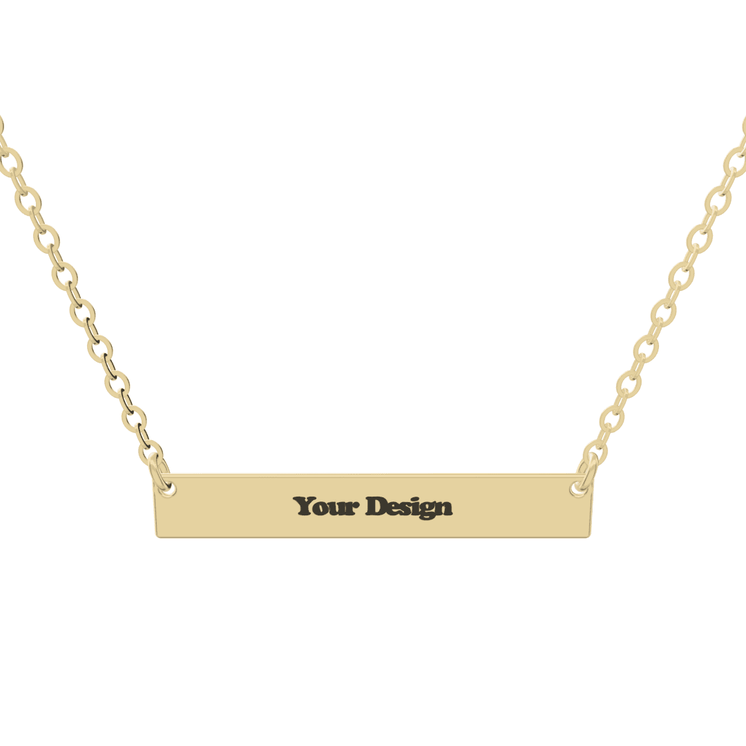 Horizontal Bar Pendant in 3D, gold plated
