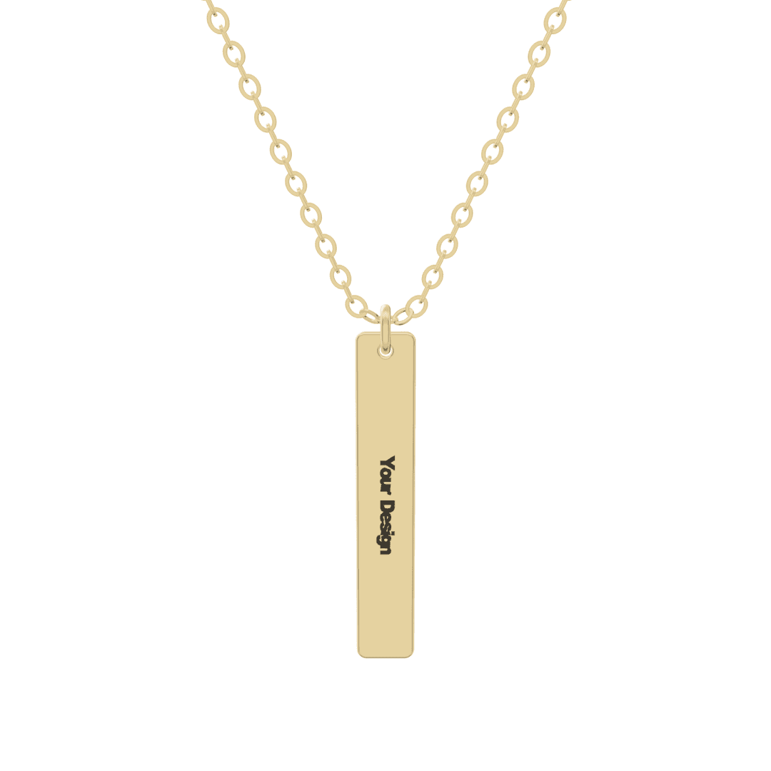 Vertical Bar Pendant in 3D, gold plated