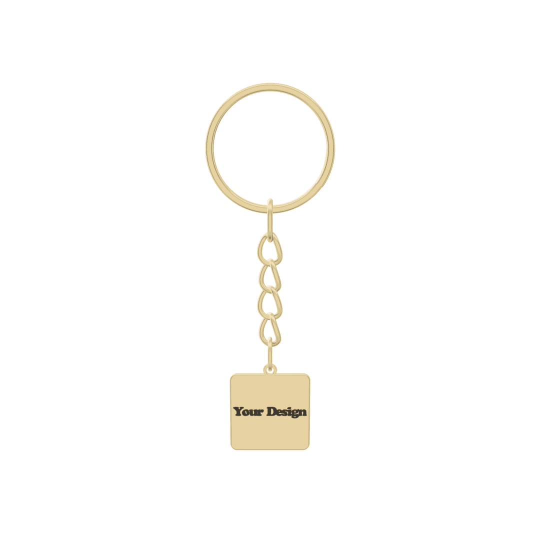 Square Keychain als 3D-Ansicht, vergoldet