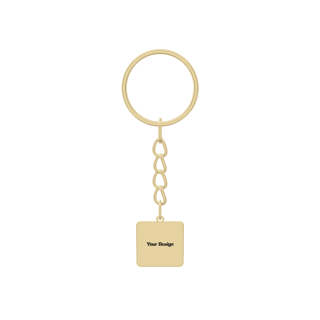 Square Keychain בתלת-ממד, ציפוי זהב