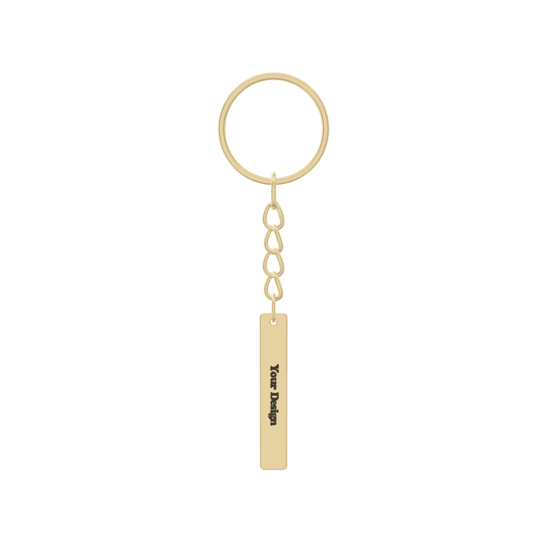 Vertical Bar Keychain als 3D-Ansicht, vergoldet
