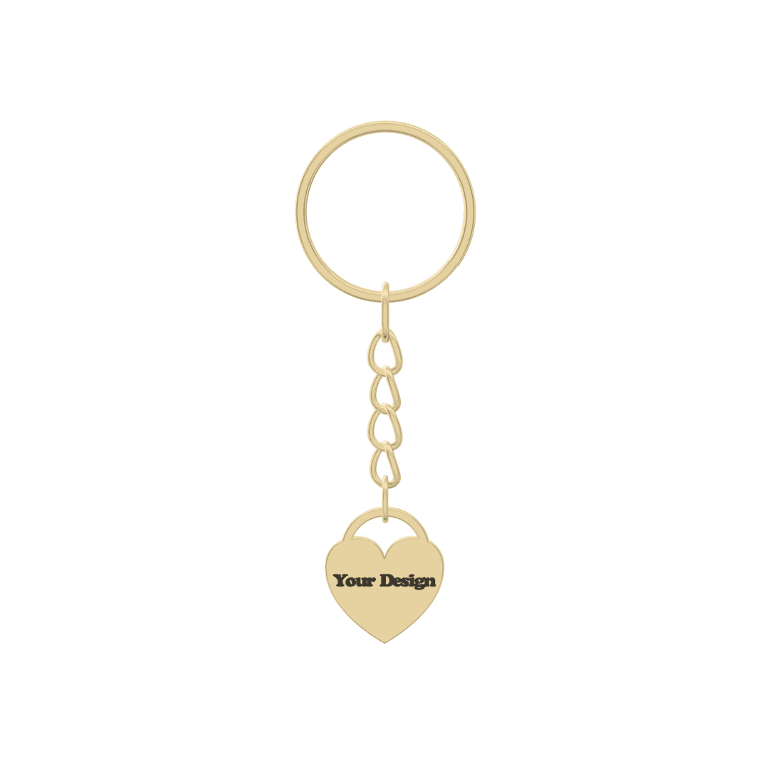 Heart Keychain als 3D-Ansicht, vergoldet