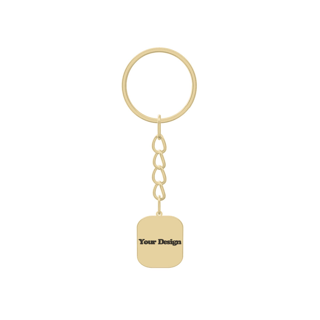 Rectangle Keychain en 3D, chapado en oro