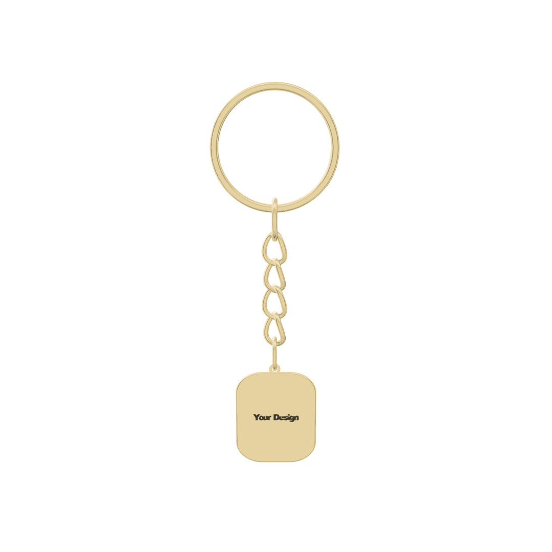 Rectangle Keychain als 3D-Ansicht, vergoldet