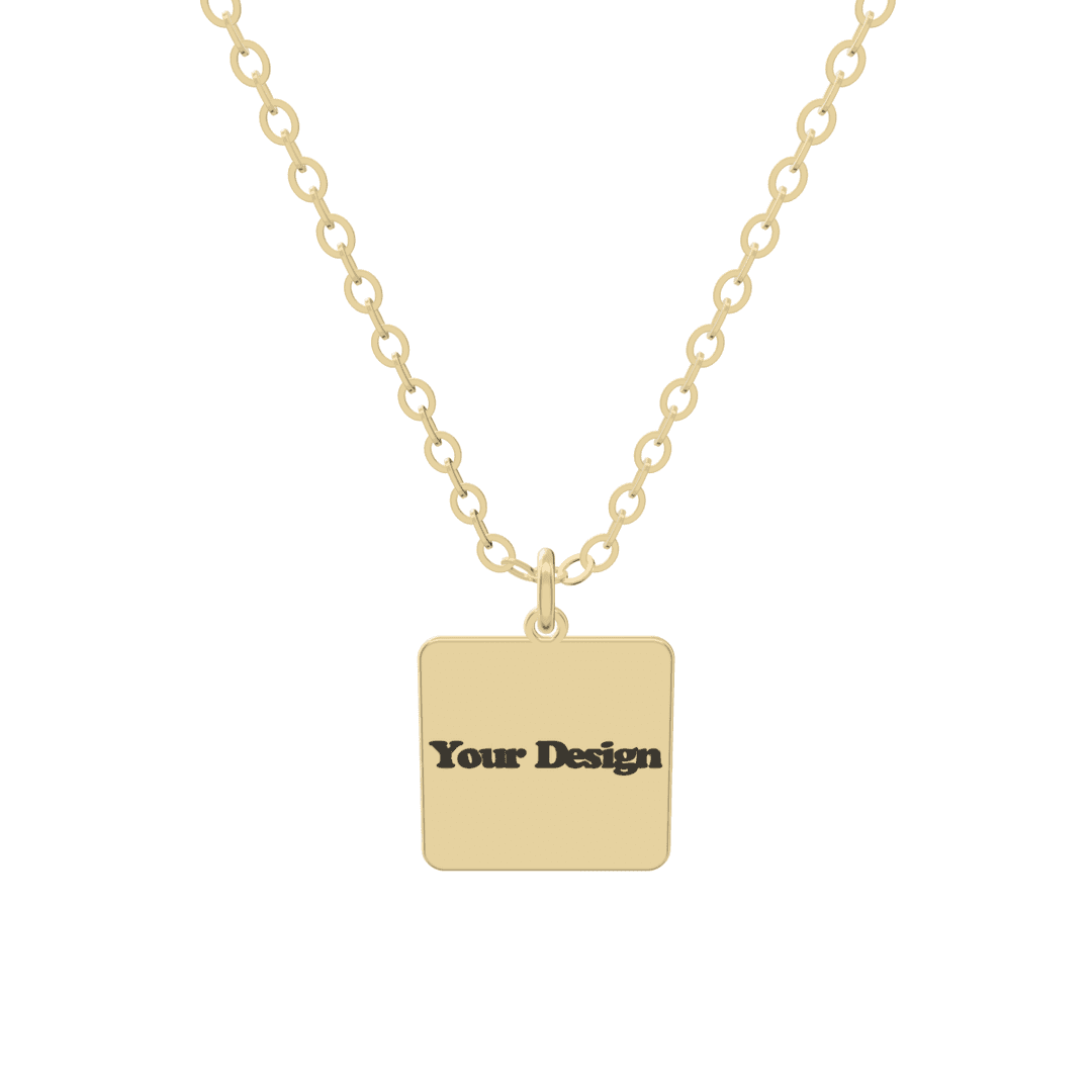 Square Pendant in 3D, gold plated