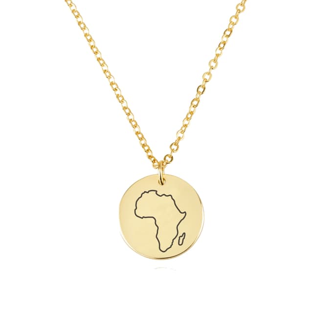 Africa Map Engraving Disc Necklace