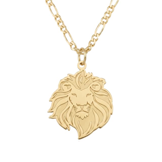 Sterling Silver Gold Plated Lion Head Pendant Necklace