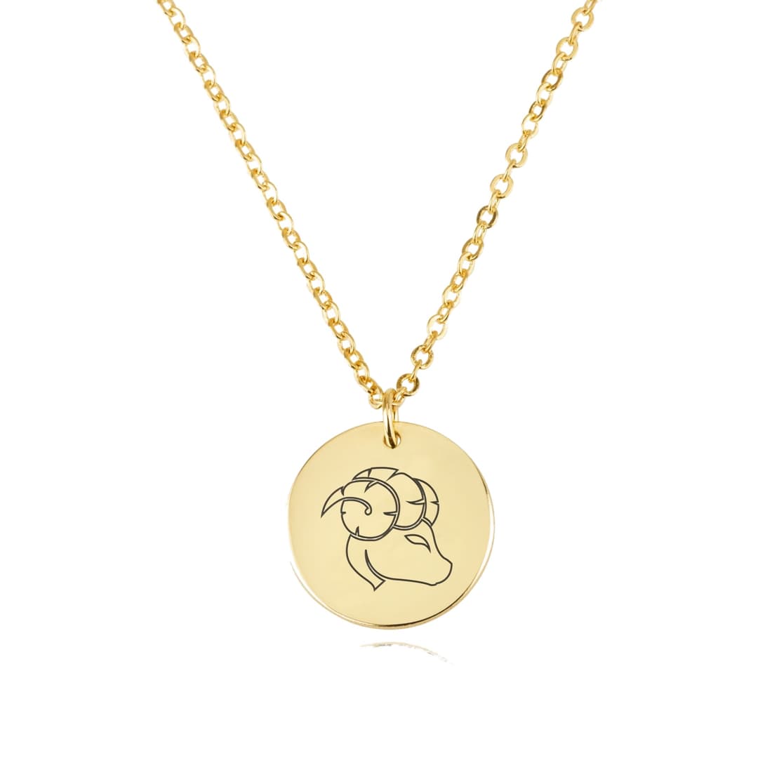Aries Zodiac Disk Necklace