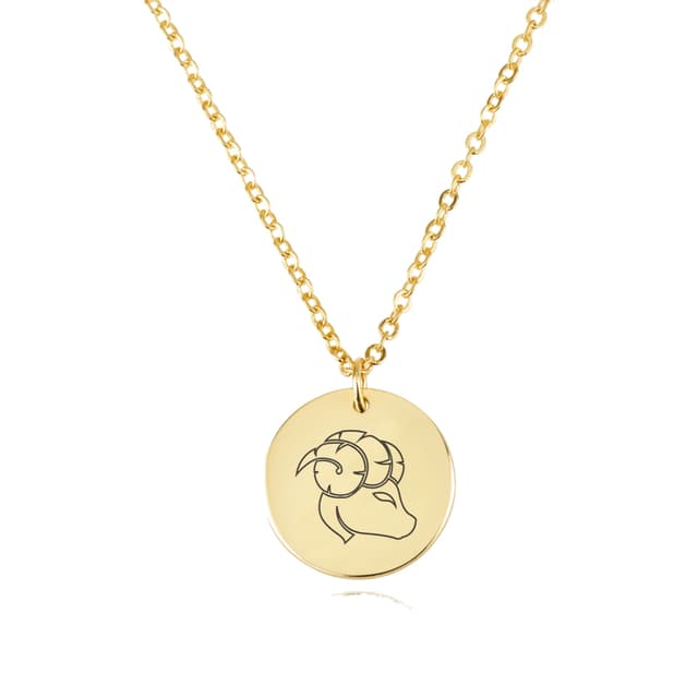 Aries Zodiac Disk Necklace