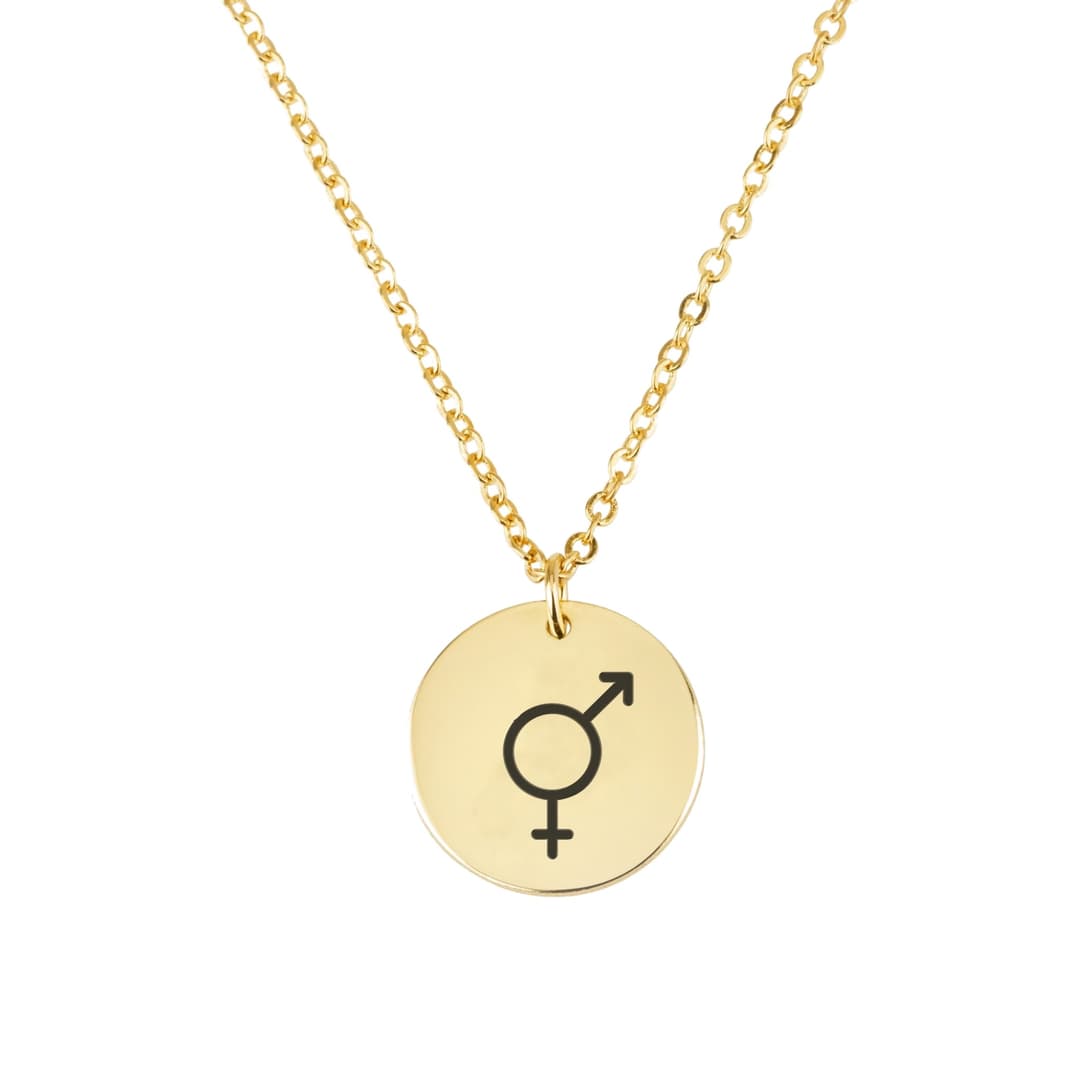 Bigender Pride Disk Necklace