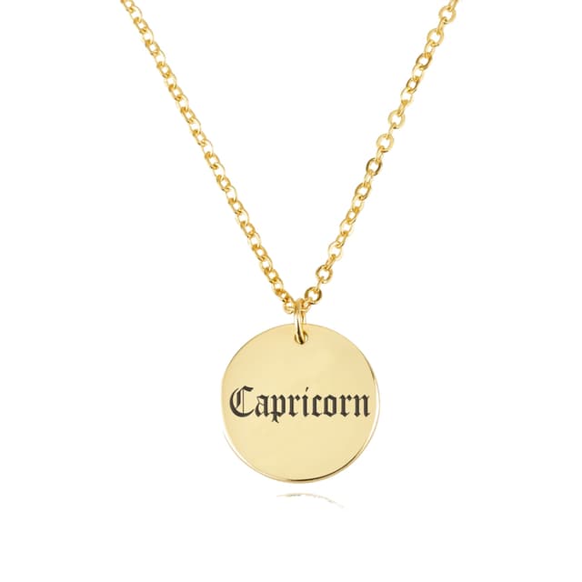 Capricorn Script Disk Necklace