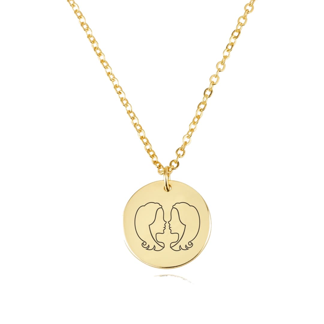 Gemini Zodiac Disk Necklace