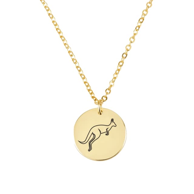 Kangaroo Engraving Disc Necklace