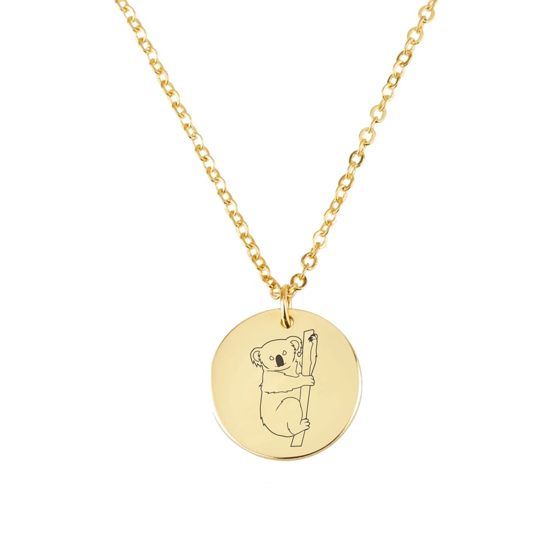 Koala Engraving Disc Necklace