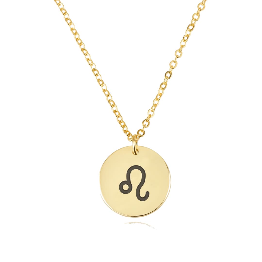 Leo Zodiac Sign Disk Necklace