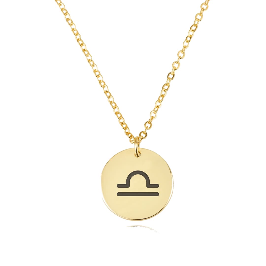Libra Zodiac Sign Disk Necklace