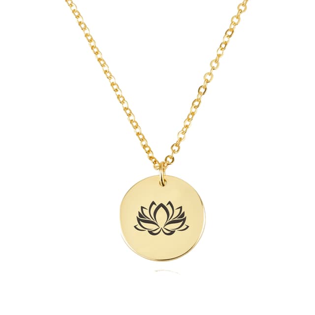 Lotus Engraving Disc Necklace