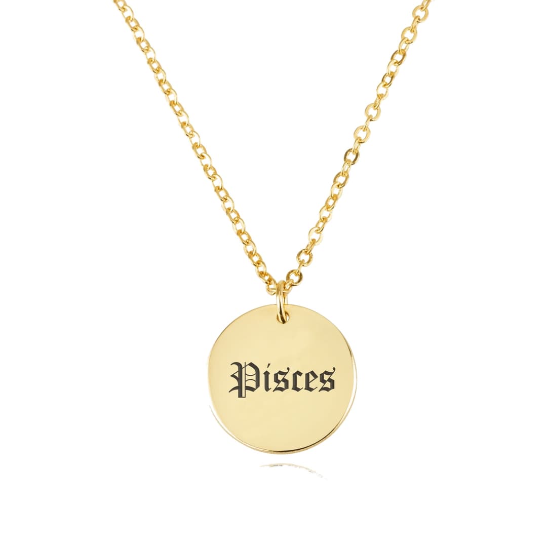 Pisces Script Disk Necklace