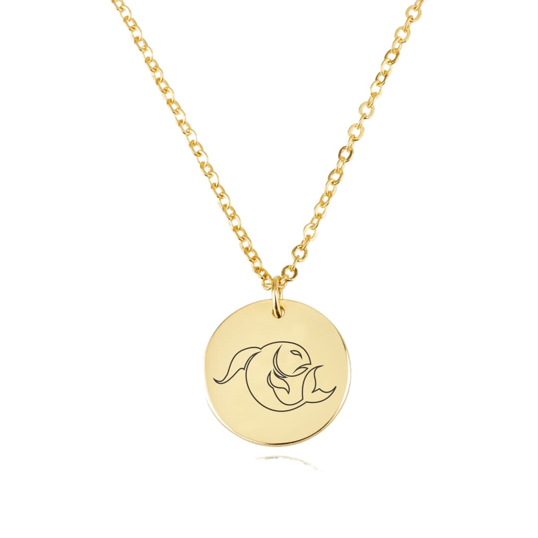 Pisces Zodiac Disk Necklace