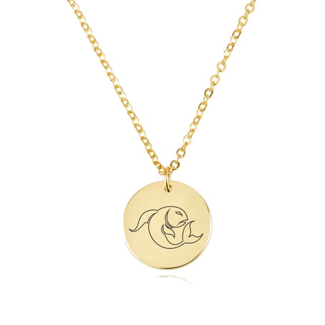 Pisces Zodiac Disk Necklace