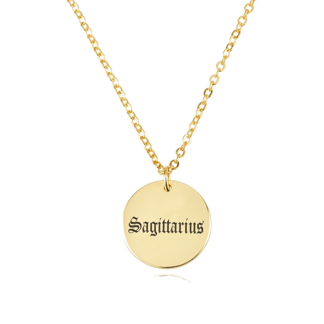 Sagittarius Script Disk Necklace