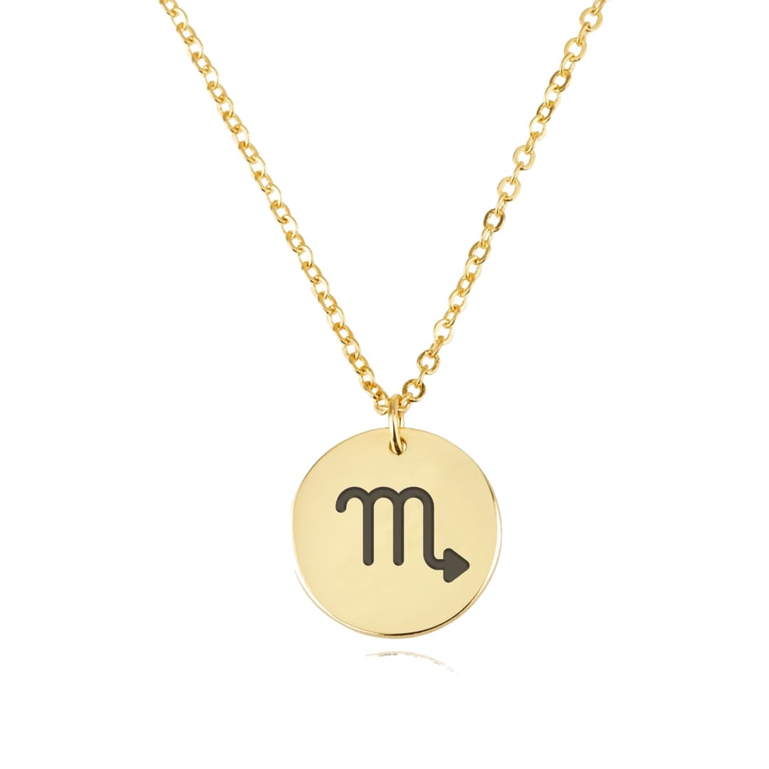 Scorpio Zodiac Sign Disk Necklace