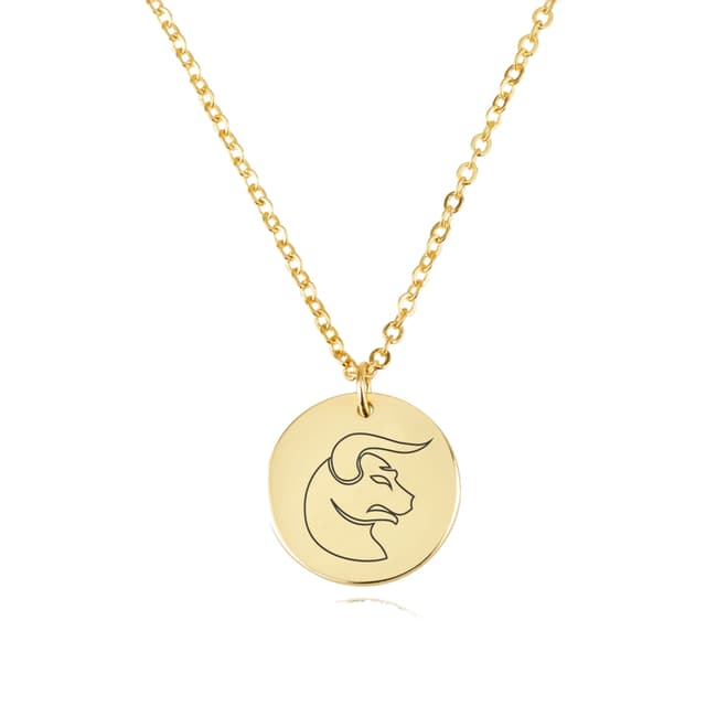 Taurus Zodiac Disk Necklace