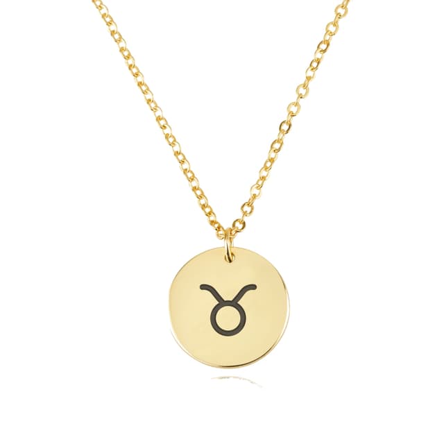 Taurus Zodiac Sign Disk Necklace