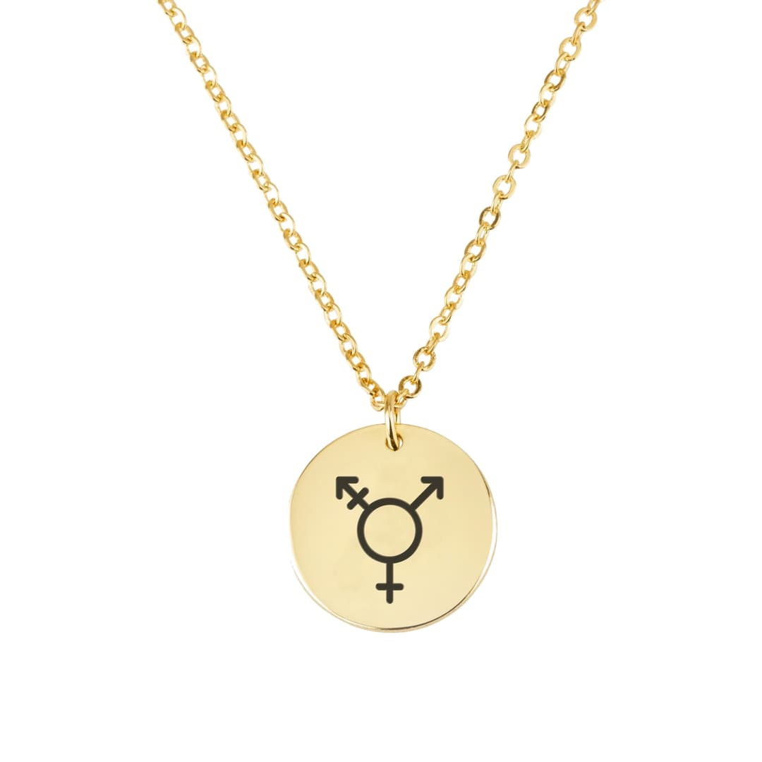 Transgender Pride Disk Necklace