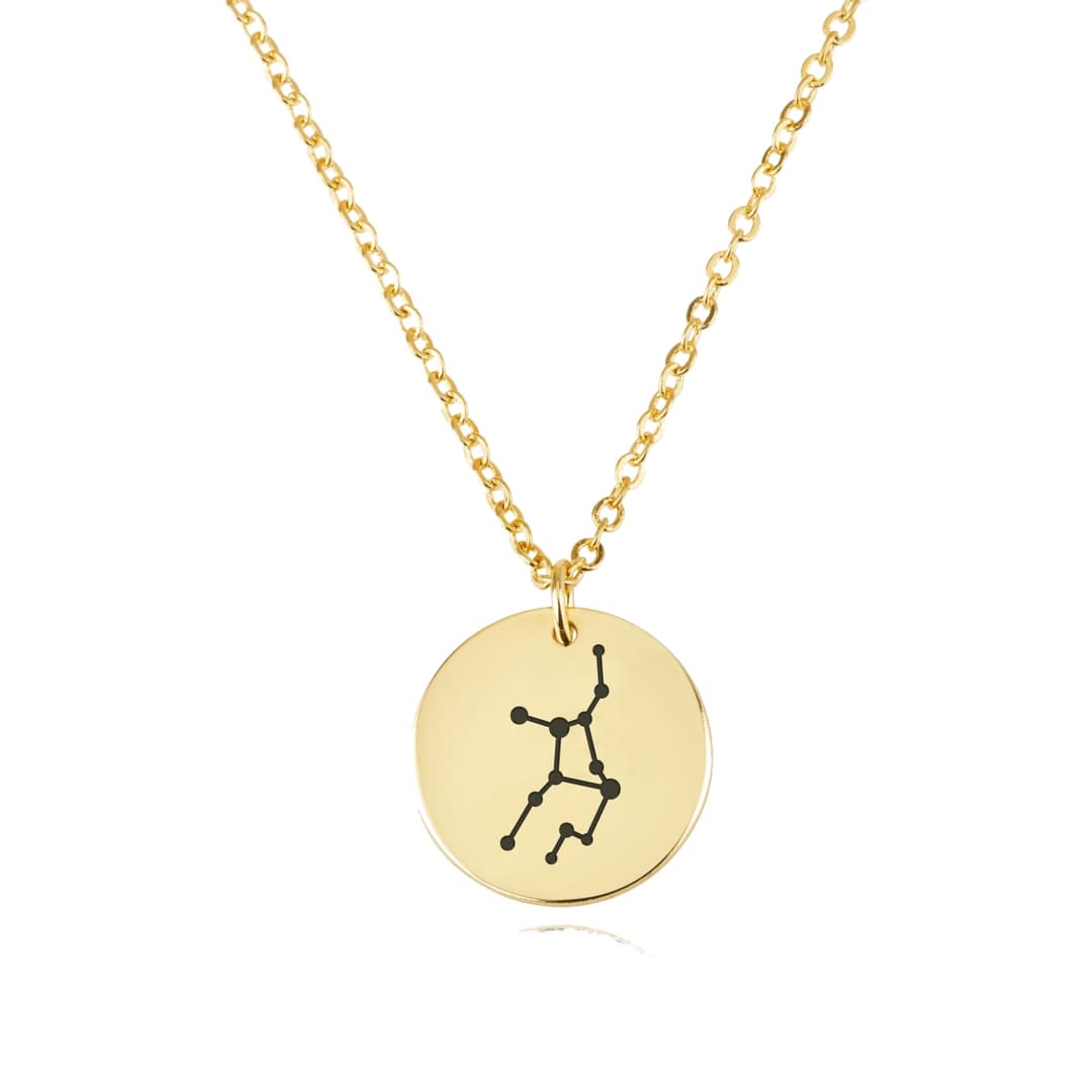 Virgo Celestial Constellation Disk Necklace