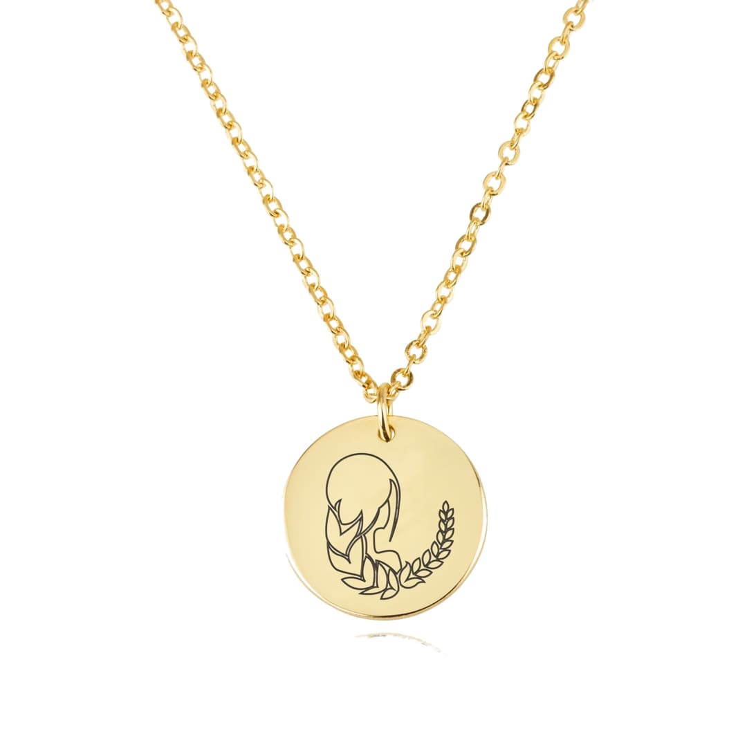 Virgo Zodiac Disk Necklace