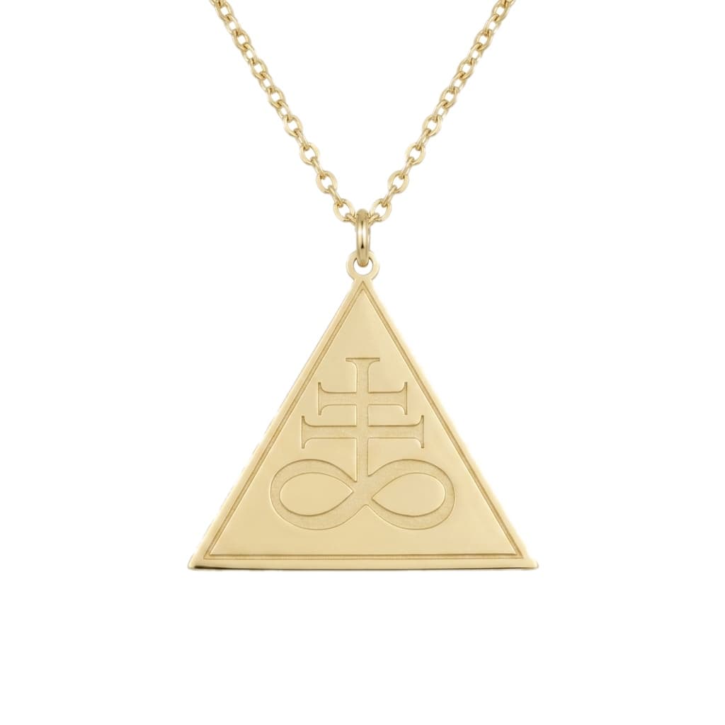 Leviathan Cross Triangle Necklace. Satanic Cross Necklace